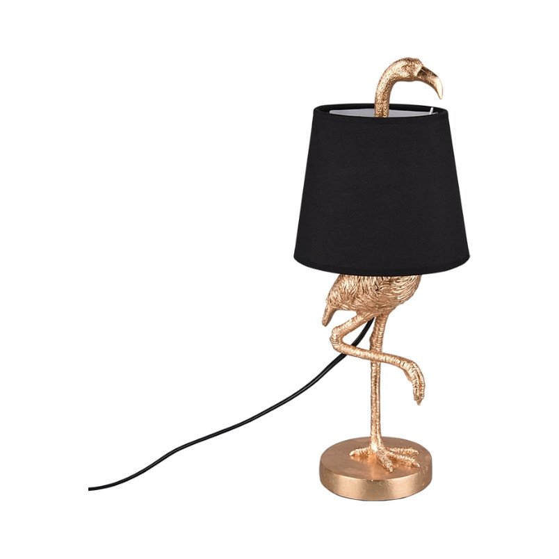 Lampa stołowa dekoracyjna z flamingiem Lola czarno-miedziana Trio