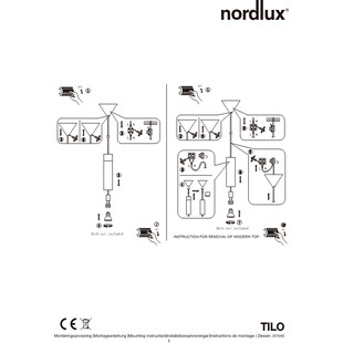 Lampa wisząca tuba Tilo 6 czarna marki Nordlux