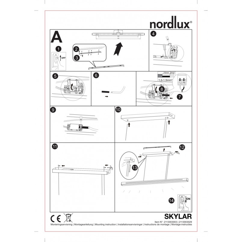 Lampa wisząca podłużna Skylar 115 aluminiowa marki Nordlux