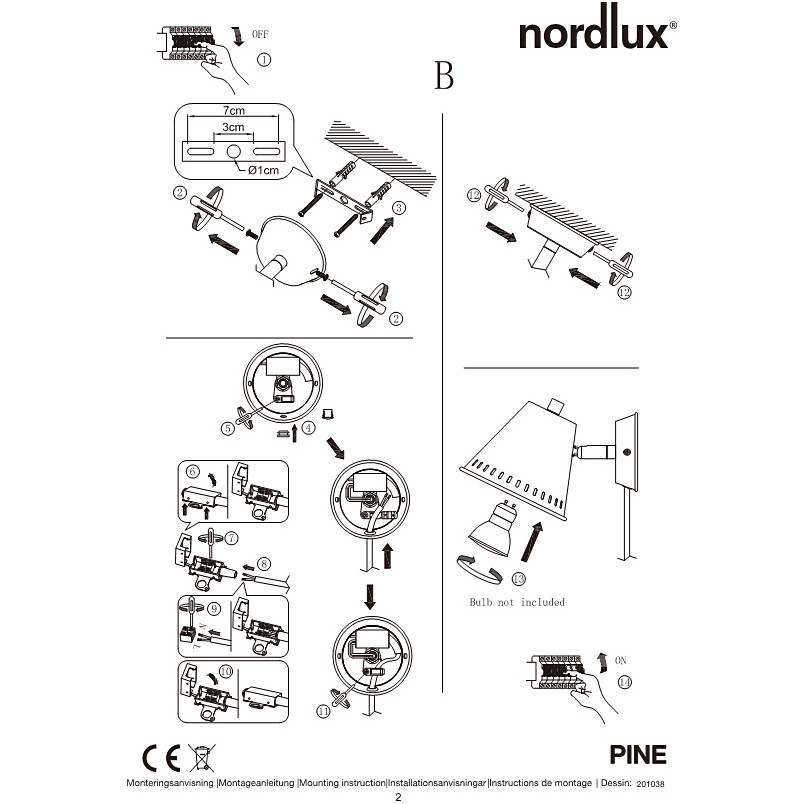 Kinkiet loft z przewodem Pine czarny marki Nordlux