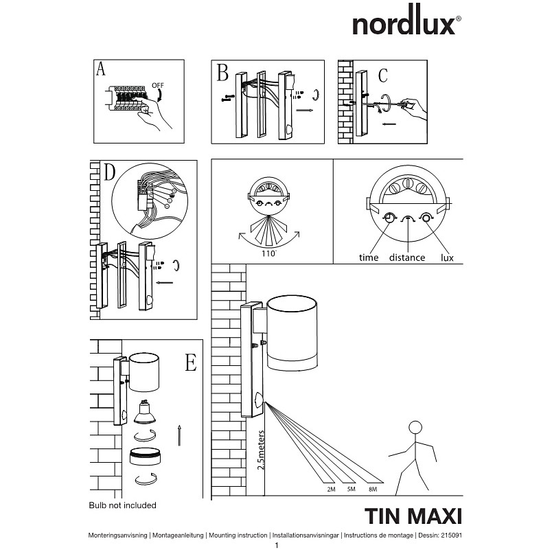 Kinkiet ogrodowy z czujnikiem Tin Maxi Sensor Aluminium marki Nordlux