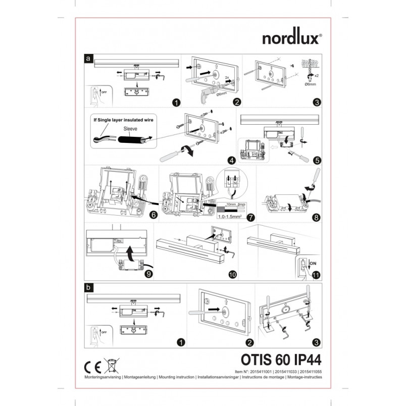 Kinkiet łazienkowy podłużny Otis LED 60 nikiel marki Nordlux