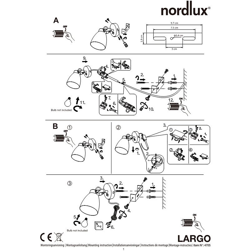 Kinkiet loft z włącznikiem Largo biały marki Nordlux