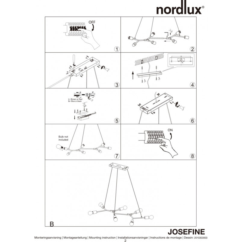 Lampa wisząca loft 7 żarówek Josefine czarna marki Nordlux