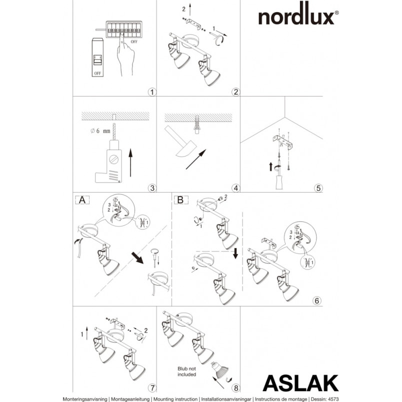 Lampa sufitowa podwójna loft Aslak Double Czarna marki Nordlux