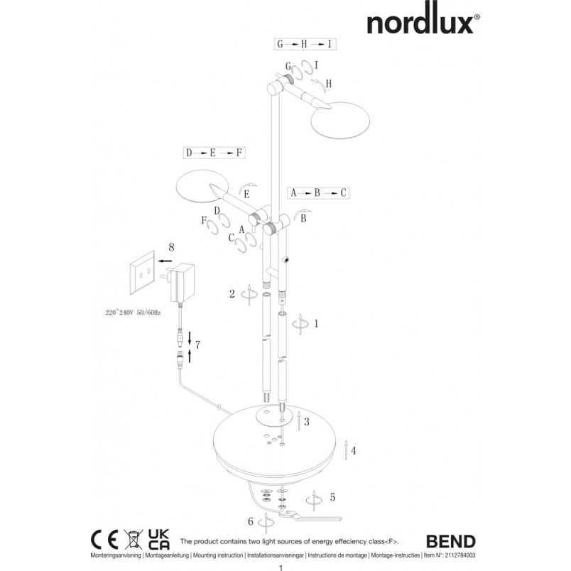 Lampa podłogowa podwójna Bend LED czarna marki Nordlux