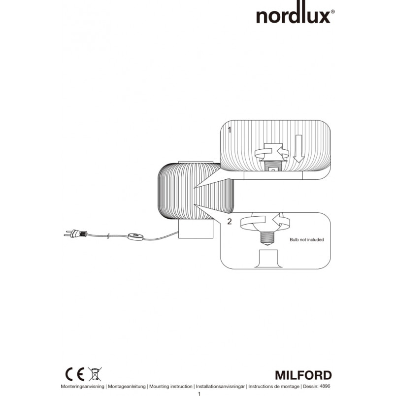 Lampa stołowa szklana Milford Czarno-Biała marki Nordlux