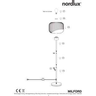 Lampa podłogowa szklana Milford Biała marki Nordlux