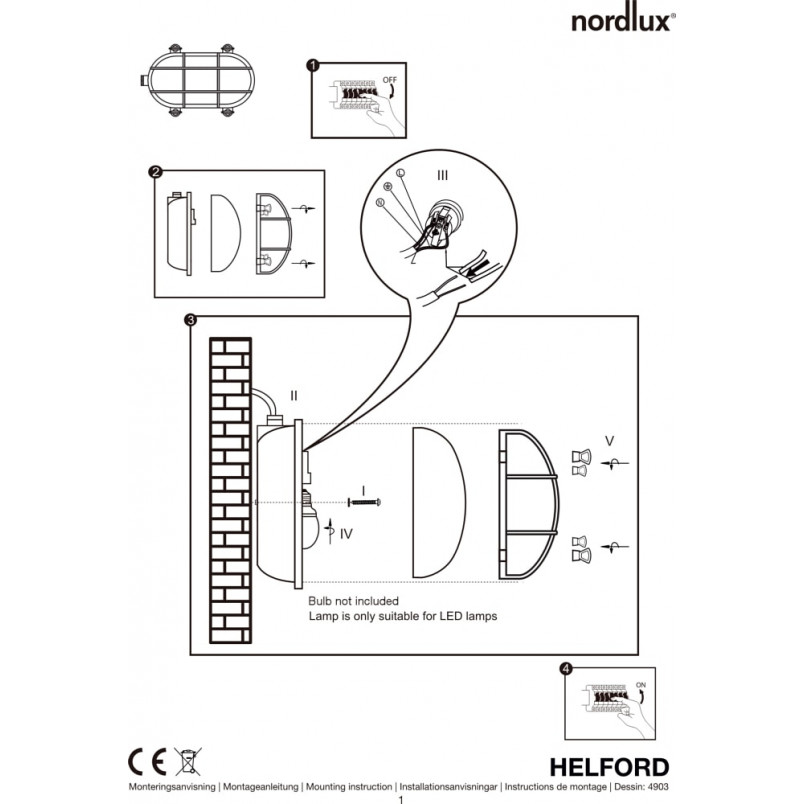 Kinkiet zewnętrzny Helford Mosiężny IP64 marki Nordlux