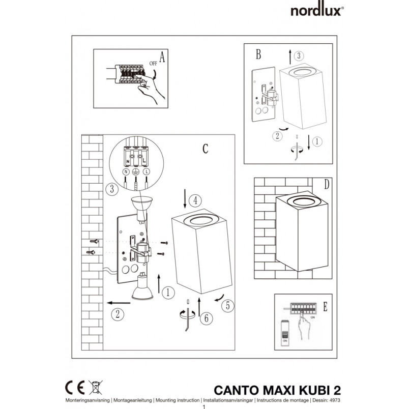 Kinkiet zewnętrzny Canto Maxi Kubi 2 Szary marki Nordlux