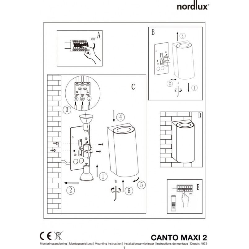 Kinkiet zewnętrzny Canto Maxi 2 Stal Satynowy marki Nordlux