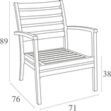 Krzesło ogrodowe z podłokietnikami Artemis XL czarne marki Siesta