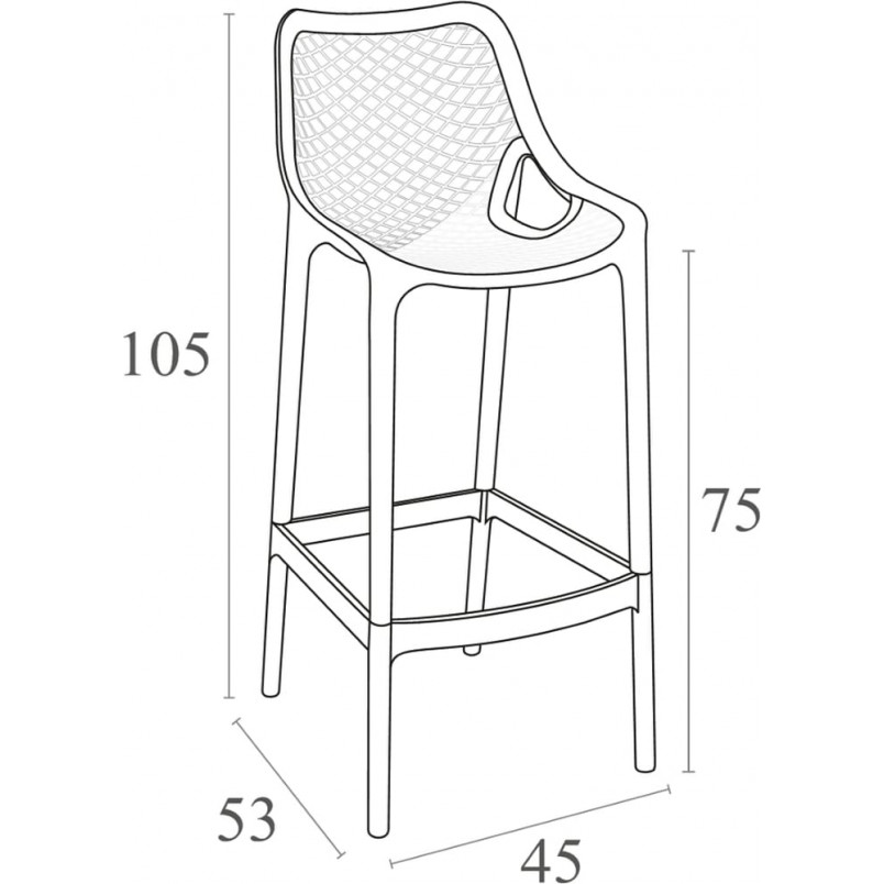 Krzesło barowe plastikowe ażurowe AIR BAR 75 ciemnoszare marki Siesta