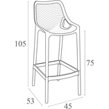 Krzesło barowe plastikowe ażurowe AIR BAR 75 pomarańczowe marki Siesta
