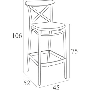 Krzesło barowe plastikowe Cross 75cm oliwkowe Siesta