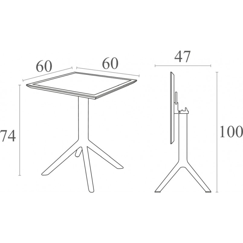 Składany stół ogrodowy plastikowy Sky 60x60 beżowy marki Siesta