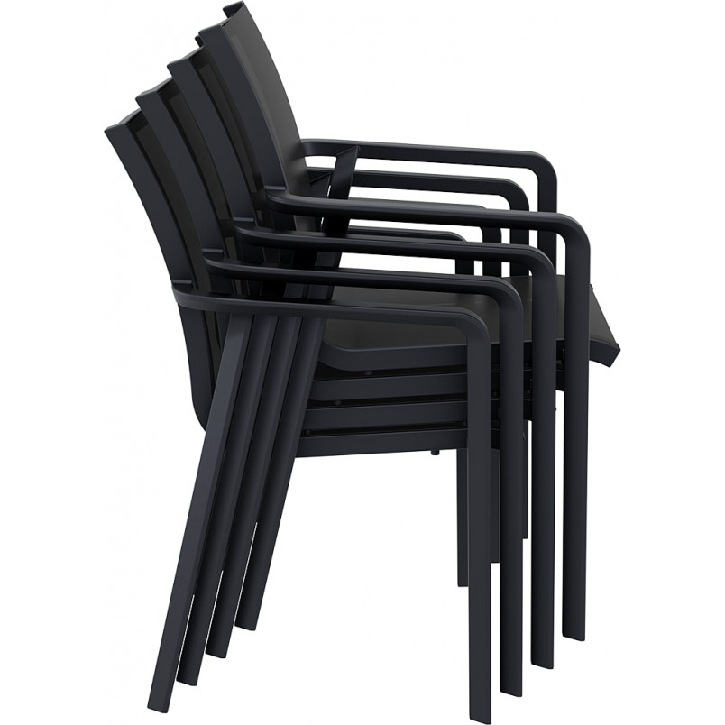 Krzesło ogrodowe z podłokietnikami Pacific czarne Siesta