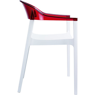 Krzesło z podłokietnikami CARMEN białe/czerwone przezroczyste marki Siesta
