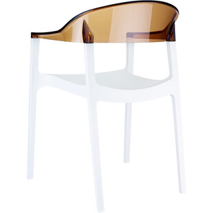 Krzesło z podłokietnikami CARMEN białe/bursztynowe przezroczyste marki Siesta