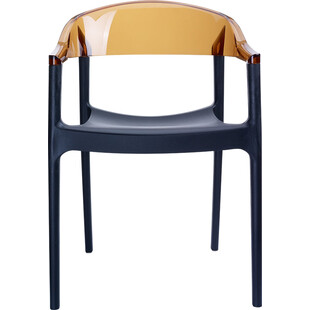 Krzesło z podłokietnikami CARMEN czarne/bursztynowe przezroczyste