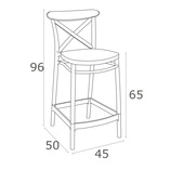 Krzesło barowe plastikowe Cross 65cm beżowe Siesta