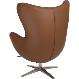 Fotel obrotowy z podnóżkiem Jajo szeroki skóra ekologicza jasno brązowa marki D2.Design