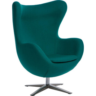 Fotel obrotowy z podnóżkiem Jajo szeroki wełna zielona marki D2.Design