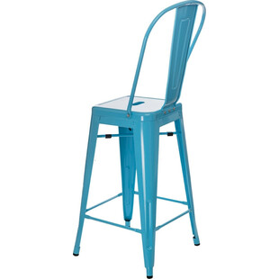 Krzesło barowe metalowe Paris Back 66 niebieskie marki D2.Design
