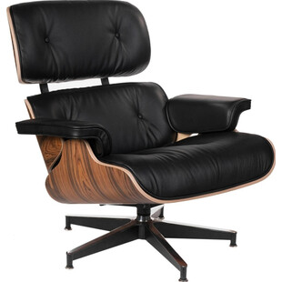 Fotel skórzany obrotowy Vip czarny/palisander marki D2.Design