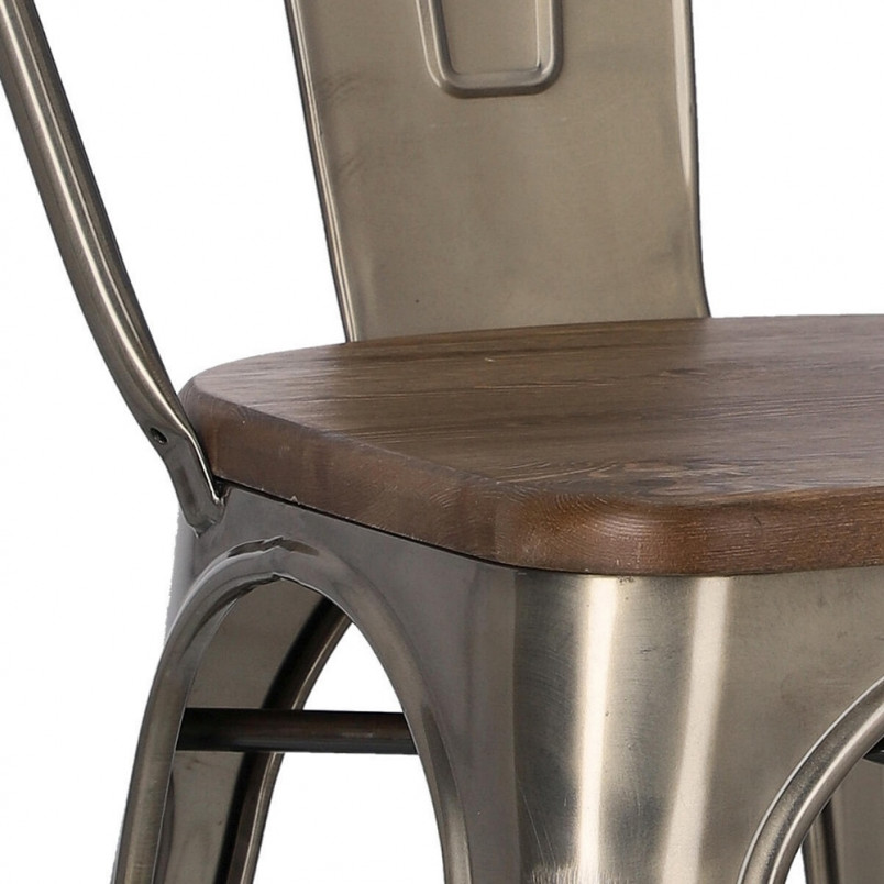 Krzesło metalowe industrialne Paris Wood metaliczny/sosna orzech marki D2.Design