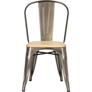 Krzesło metalowe industrialne Paris Wood metaliczny/sosna naturalna marki D2.Design