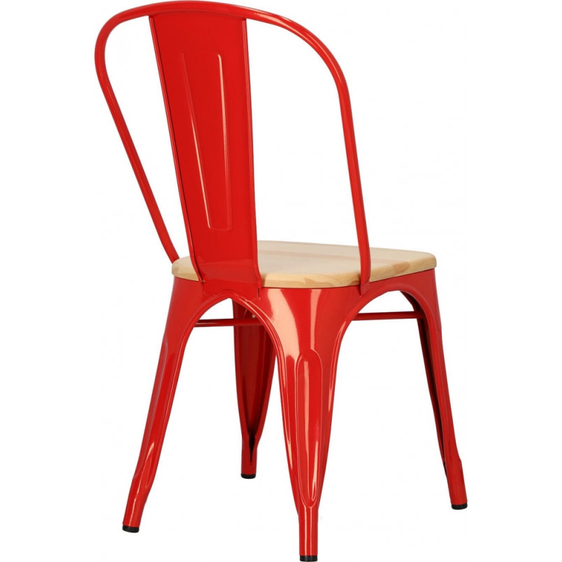 Krzesło metalowe industrialne Paris Wood czerwony/sosna naturalna marki D2.Design