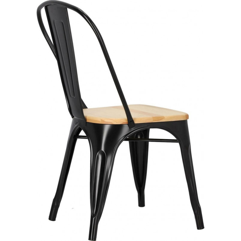 Krzesło metalowe industrialne Paris Wood czarny/sosna naturalna marki D2.Design