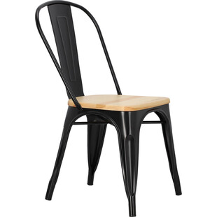 Krzesło metalowe industrialne Paris Wood czarny/sosna naturalna marki D2.Design