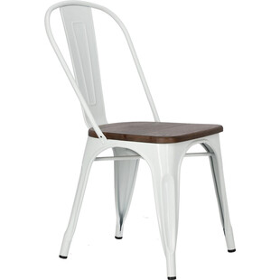 Krzesło metalowe industrialne Paris Wood biały/sosna orzech marki D2.Design