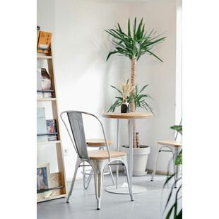 Krzesło metalowe industrialne Paris Wood biały/sosna naturalna marki D2.Design