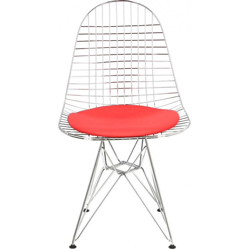 Krzesło metalowe ażurowe Net chrom/czerwony marki D2.Design