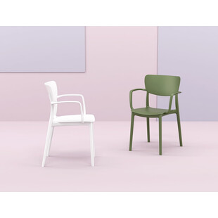 Krzesło plastikowe z podłokietnikami Lisa białe marki Siesta
