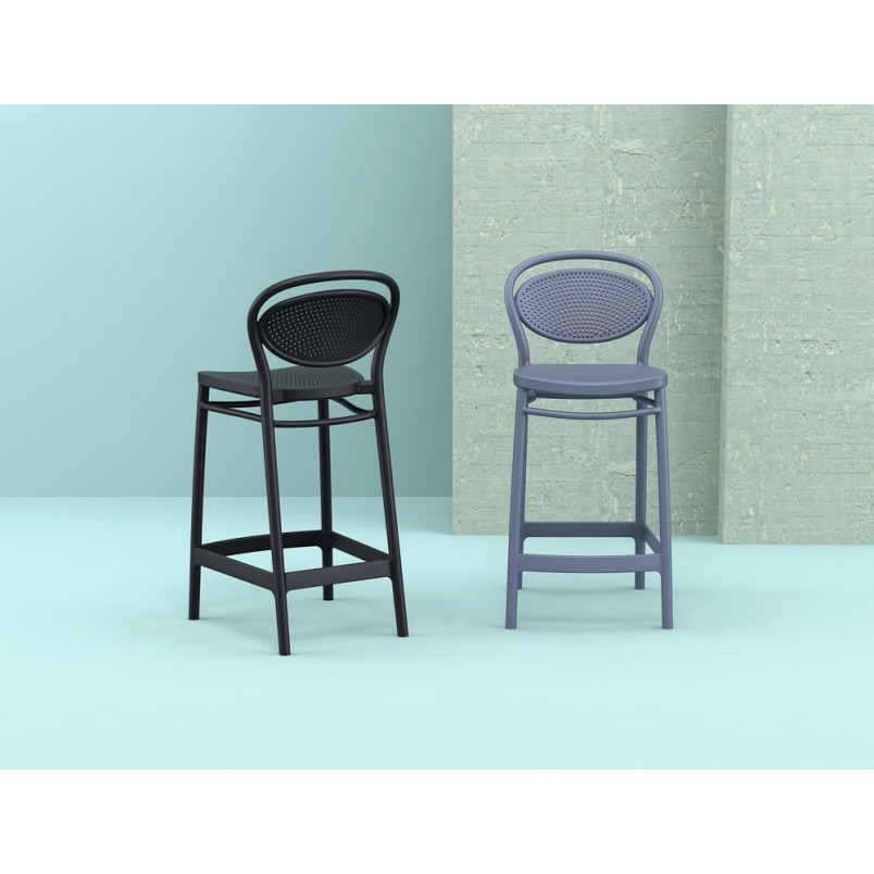 Krzesło barowe plastikowe Marcel 75cm ciemno szare Siesta