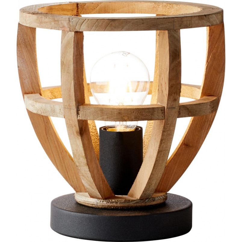 Lampa drewniana stołowa Matrix Postarzane drewno/Czarny korund marki Brilliant