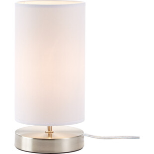Lampa stołowa z abażurem Clarie Satynowy Chrom/Biała marki Brilliant
