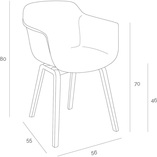 Krzesło kubełkowe z podłokietnikami Glad z tworzywa beżowe marki Intesi
