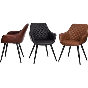Krzesło pikowane z ekoskóry z podłokietnikami Rox czarne marki D2.Design