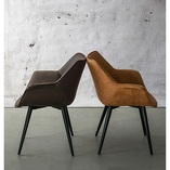 Krzesło zamszowe z podłokietnikami Lord ciemnobrązowe marki D2.Design