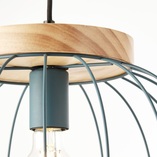 Lampa wisząca druciana z drewnem Sorana 35,5cm niebieska Brilliant