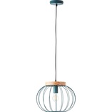 Lampa wisząca druciana z drewnem Sorana 35,5cm niebieska Brilliant