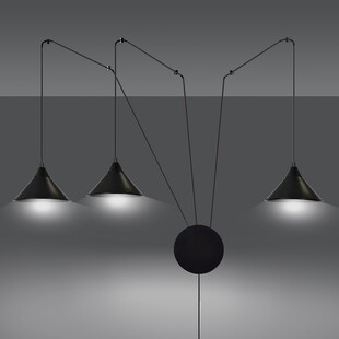 Lampa wisząca potrójna na wysięgniku Abramo III czarna marki Emibig