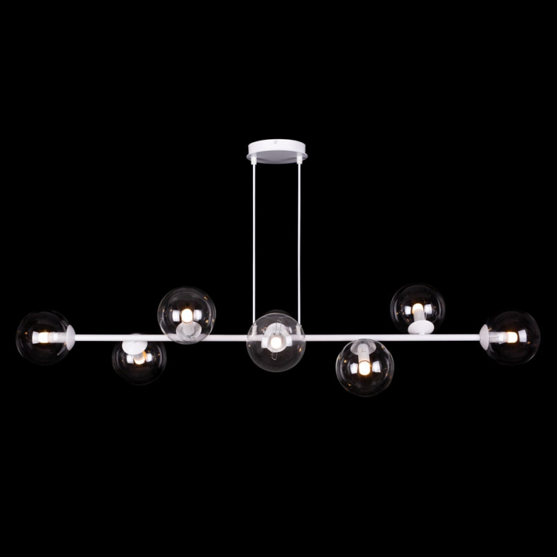 Lampa wisząca podłużna szklane kule Rossi VI biało-przezroczysta marki Emibig