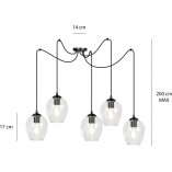 Lampa wisząca szklana "pająk" Level V czarno-przezroczysta marki Emibig