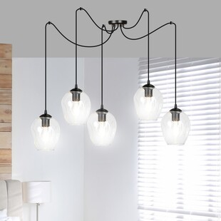 Lampa wisząca szklana "pająk" Level V czarno-przezroczysta marki Emibig